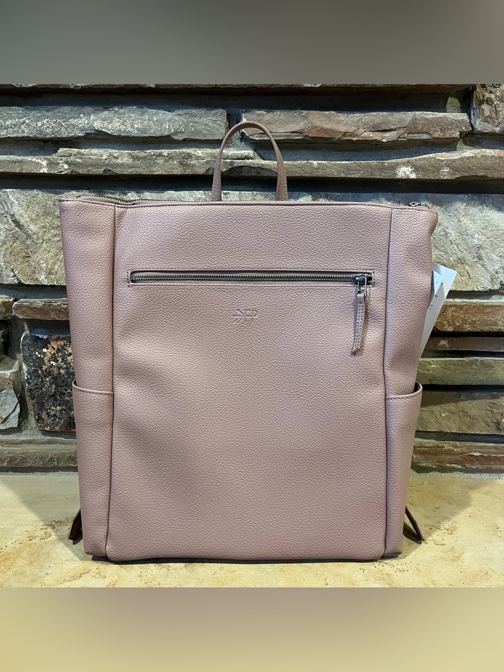 Freshly Picked Minimal Diaper Bag Faux Leather Backpack in Dusty Thistle Pink